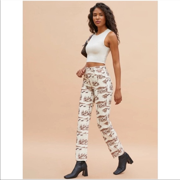 Reformation | Jeans | Reformation Sonora Western Print High Rise Straight Leg Jeans In Desert 